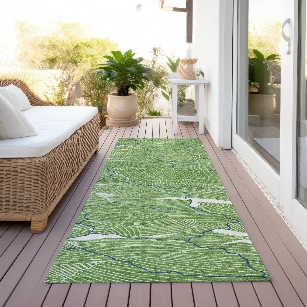 LOOMLAN Rugs Sahari Green Washable Indoor-Outdoor Rug