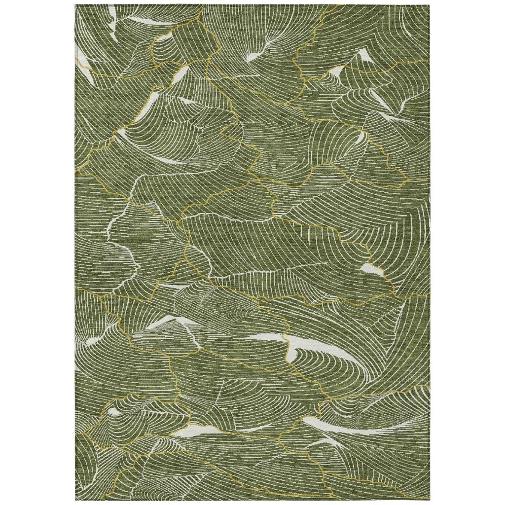 LOOMLAN Rugs Sahari Olive Washable Indoor-Outdoor Rug