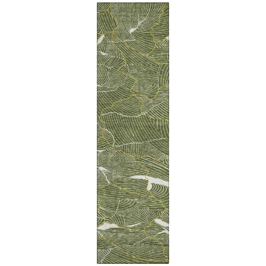 LOOMLAN Rugs Sahari Olive Washable Indoor-Outdoor Rug