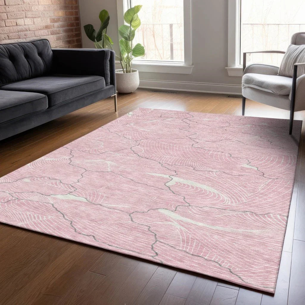 LOOMLAN Rugs Sahari Pink Washable Indoor-Outdoor Rug