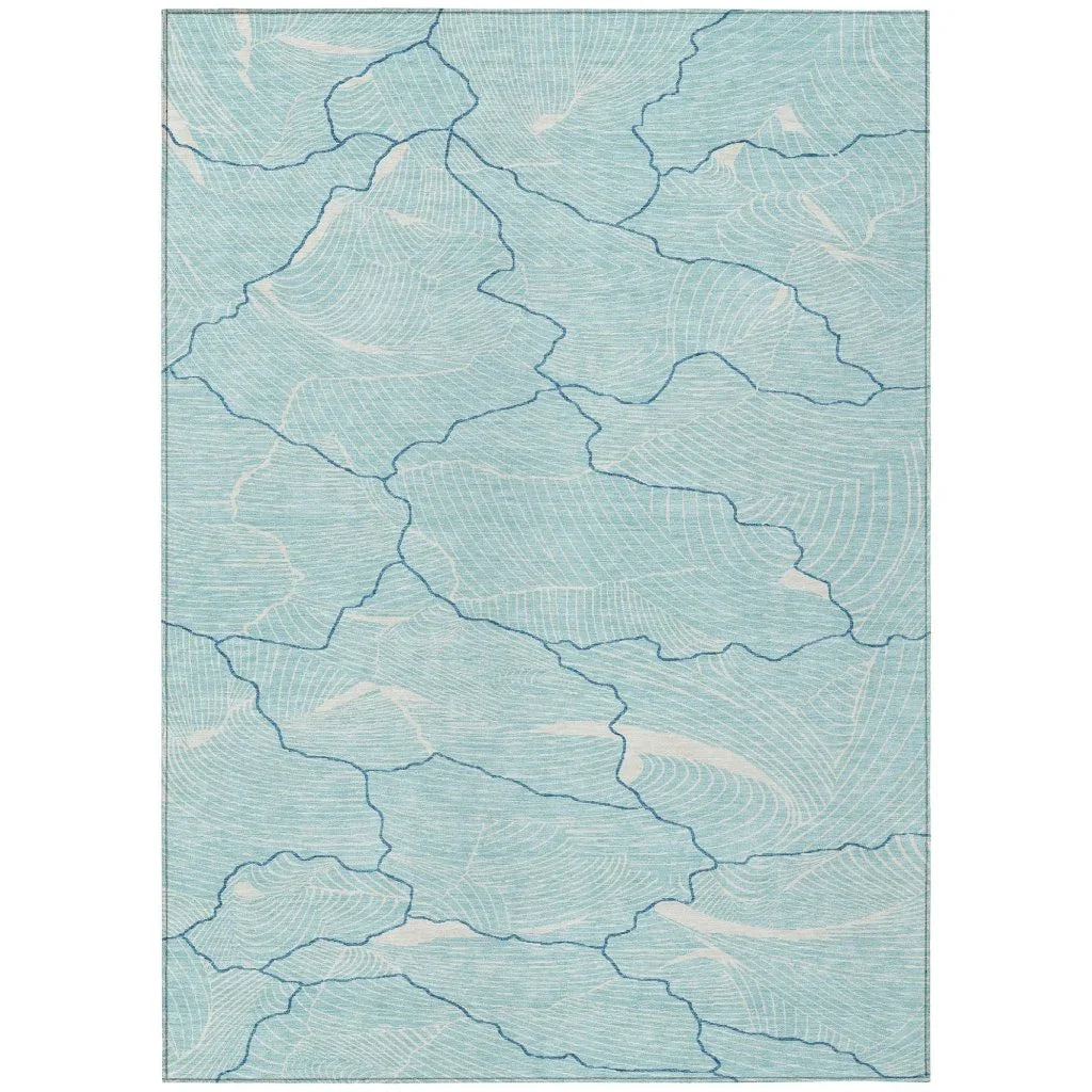 LOOMLAN Rugs Sahari Teal Washable Indoor-Outdoor Rug