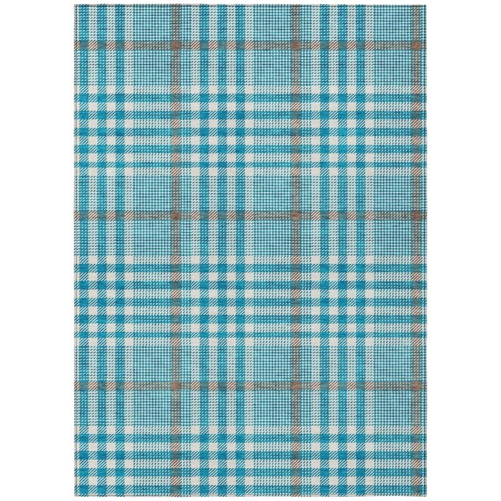 LOOMLAN Rugs Samira Teal Washable Indoor-Outdoor Rug