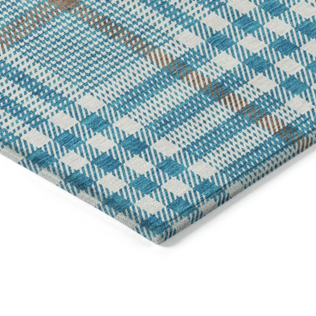 LOOMLAN Rugs Samira Teal Washable Indoor-Outdoor Rug