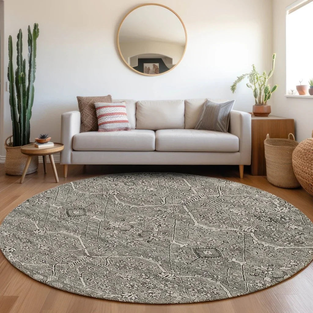 LOOMLAN Rugs Samirah Gray Washable Indoor-Outdoor Rug