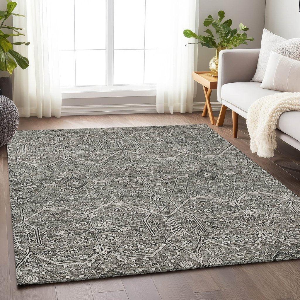 LOOMLAN Rugs Samirah Gray Washable Indoor-Outdoor Rug