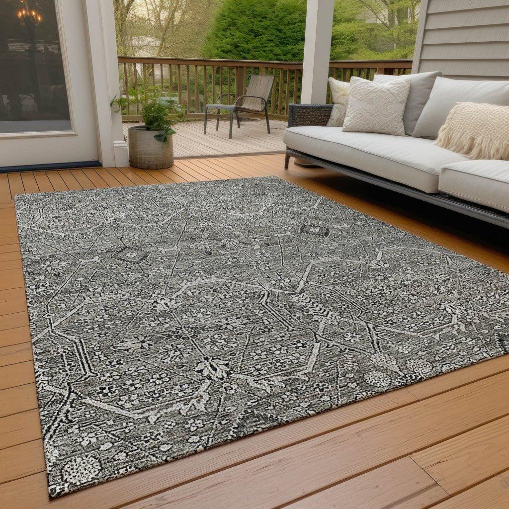 LOOMLAN Rugs Samirah Gray Washable Indoor-Outdoor Rug