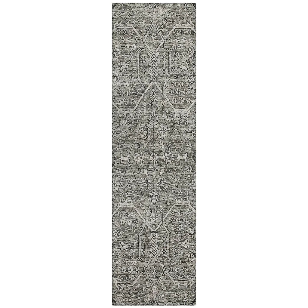 LOOMLAN Rugs Samirah Gray Washable Indoor-Outdoor Rug