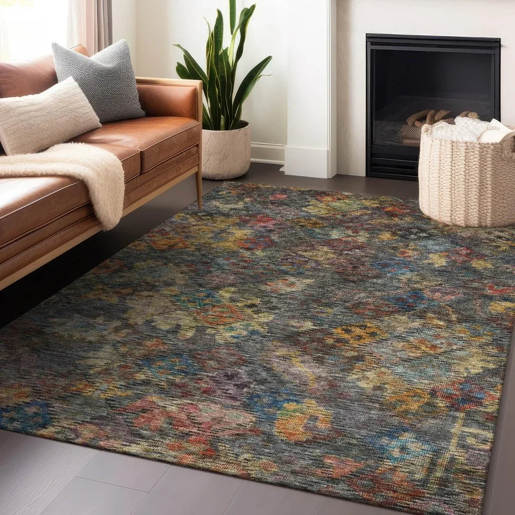 LOOMLAN Rugs San Marino Gray Washable Indoor-Outdoor Rug