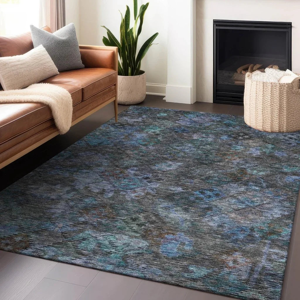 LOOMLAN Rugs San Marino Teal Washable Indoor-Outdoor Rug