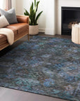 LOOMLAN Rugs San Marino Teal Washable Indoor-Outdoor Rug
