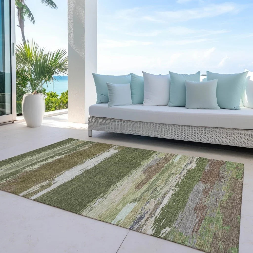 LOOMLAN Rugs Sanara Green Washable Indoor-Outdoor Rug
