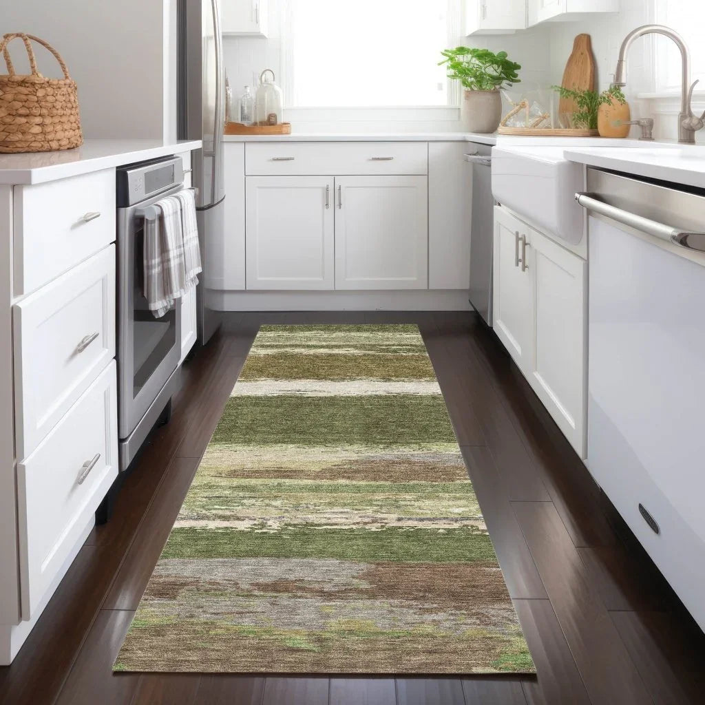 LOOMLAN Rugs Sanara Green Washable Indoor-Outdoor Rug