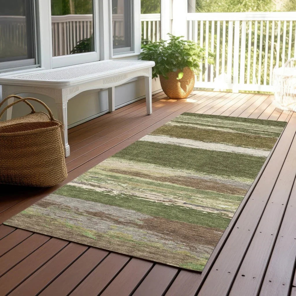 LOOMLAN Rugs Sanara Green Washable Indoor-Outdoor Rug