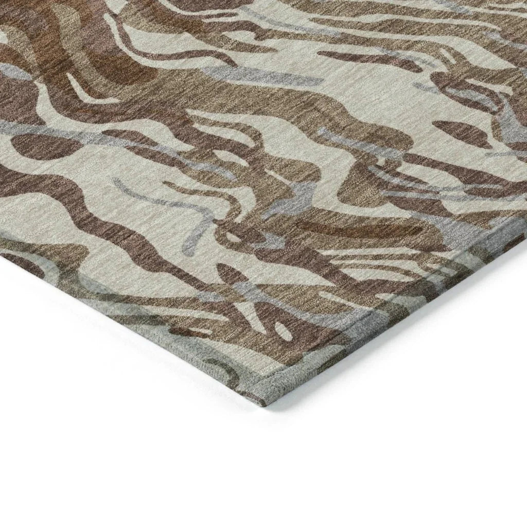 LOOMLAN Rugs Saphara Brown Washable Indoor-Outdoor Rug