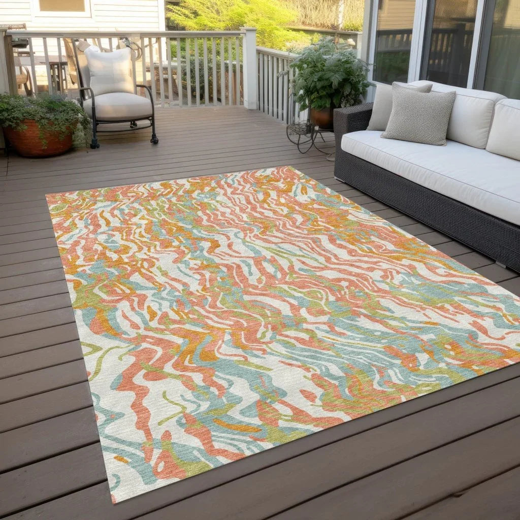 LOOMLAN Rugs Saphara Orange Washable Indoor-Outdoor Rug