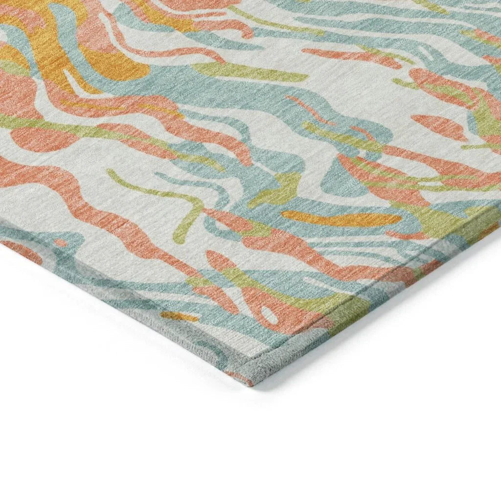 LOOMLAN Rugs Saphara Orange Washable Indoor-Outdoor Rug