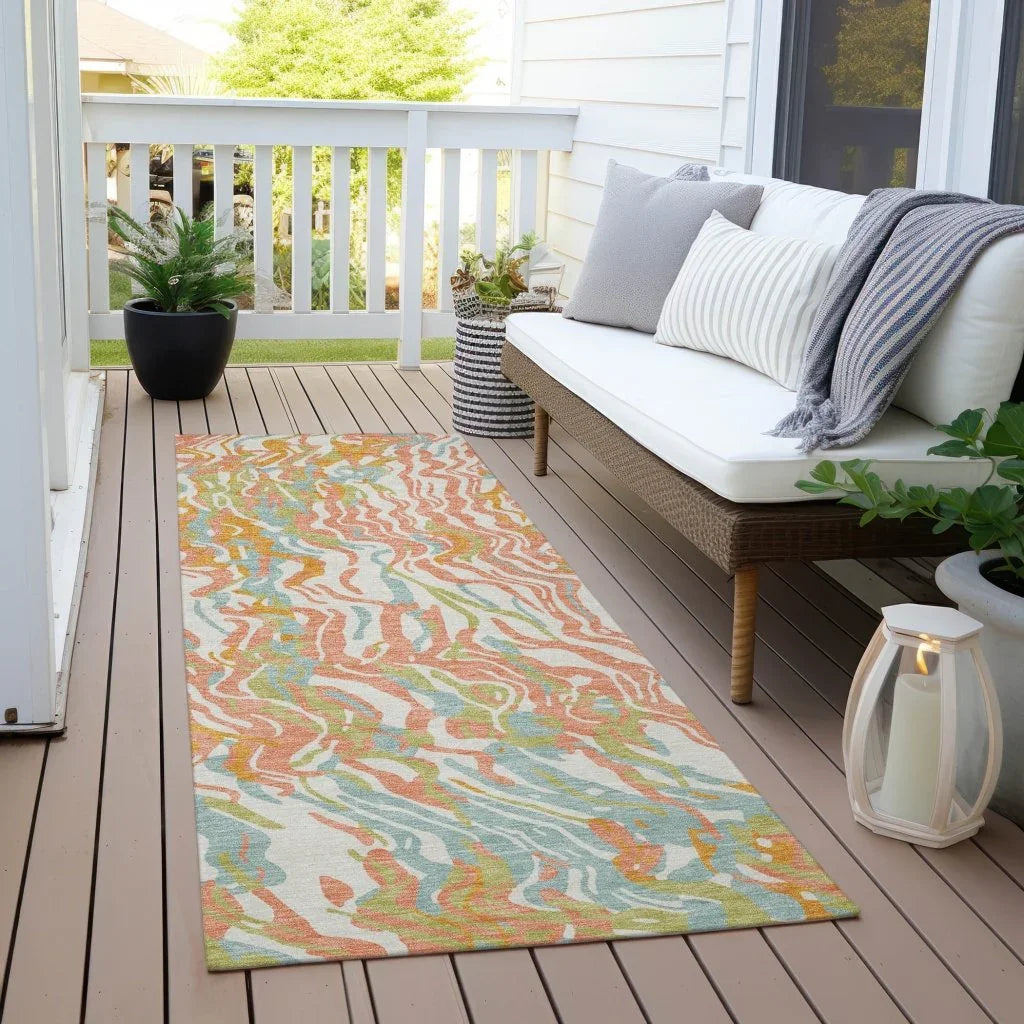 LOOMLAN Rugs Saphara Orange Washable Indoor-Outdoor Rug
