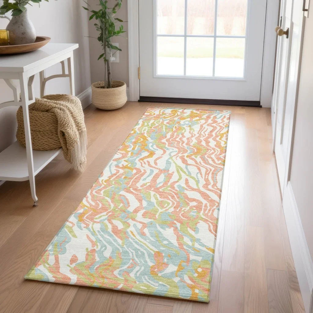 LOOMLAN Rugs Saphara Orange Washable Indoor-Outdoor Rug