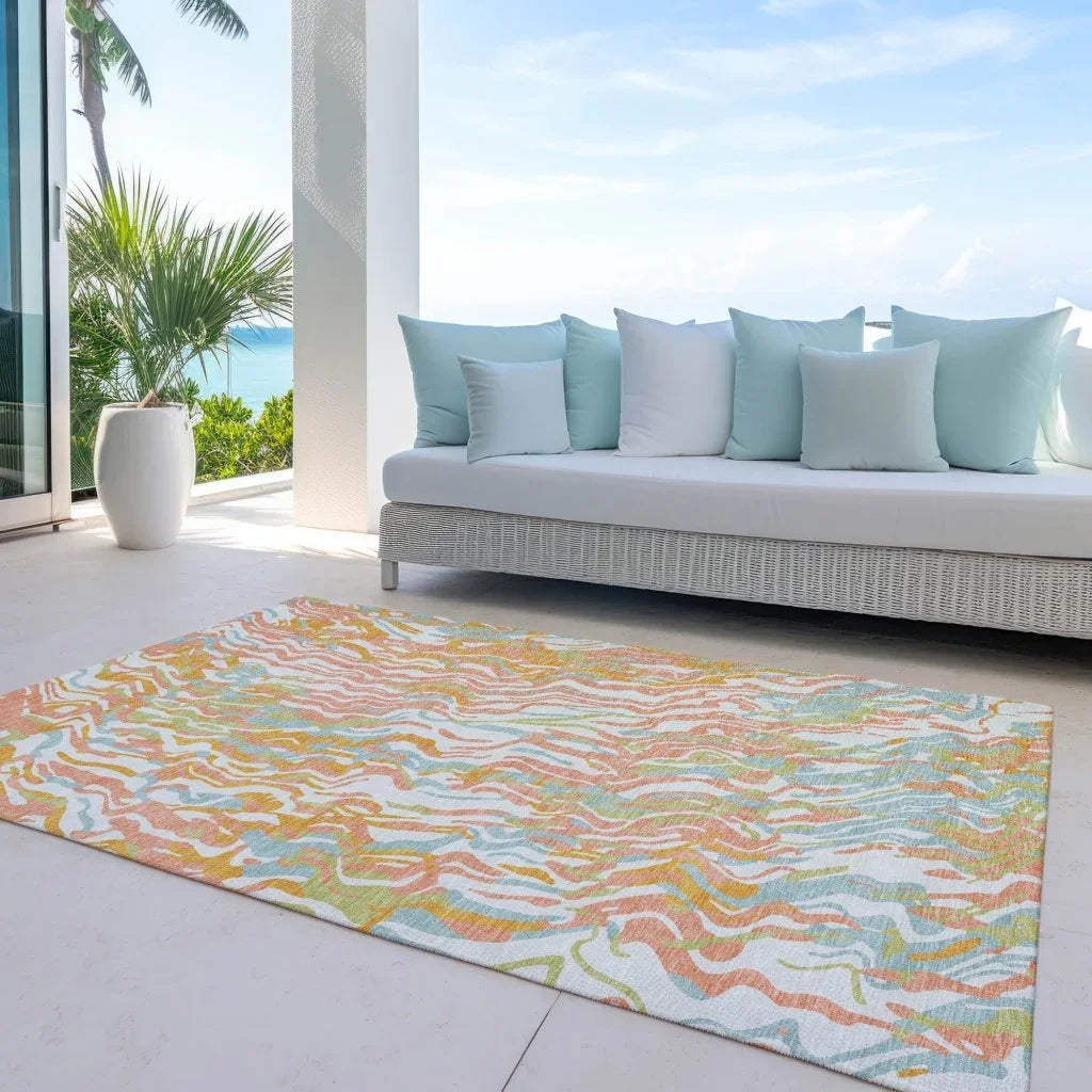 LOOMLAN Rugs Saphara Orange Washable Indoor-Outdoor Rug