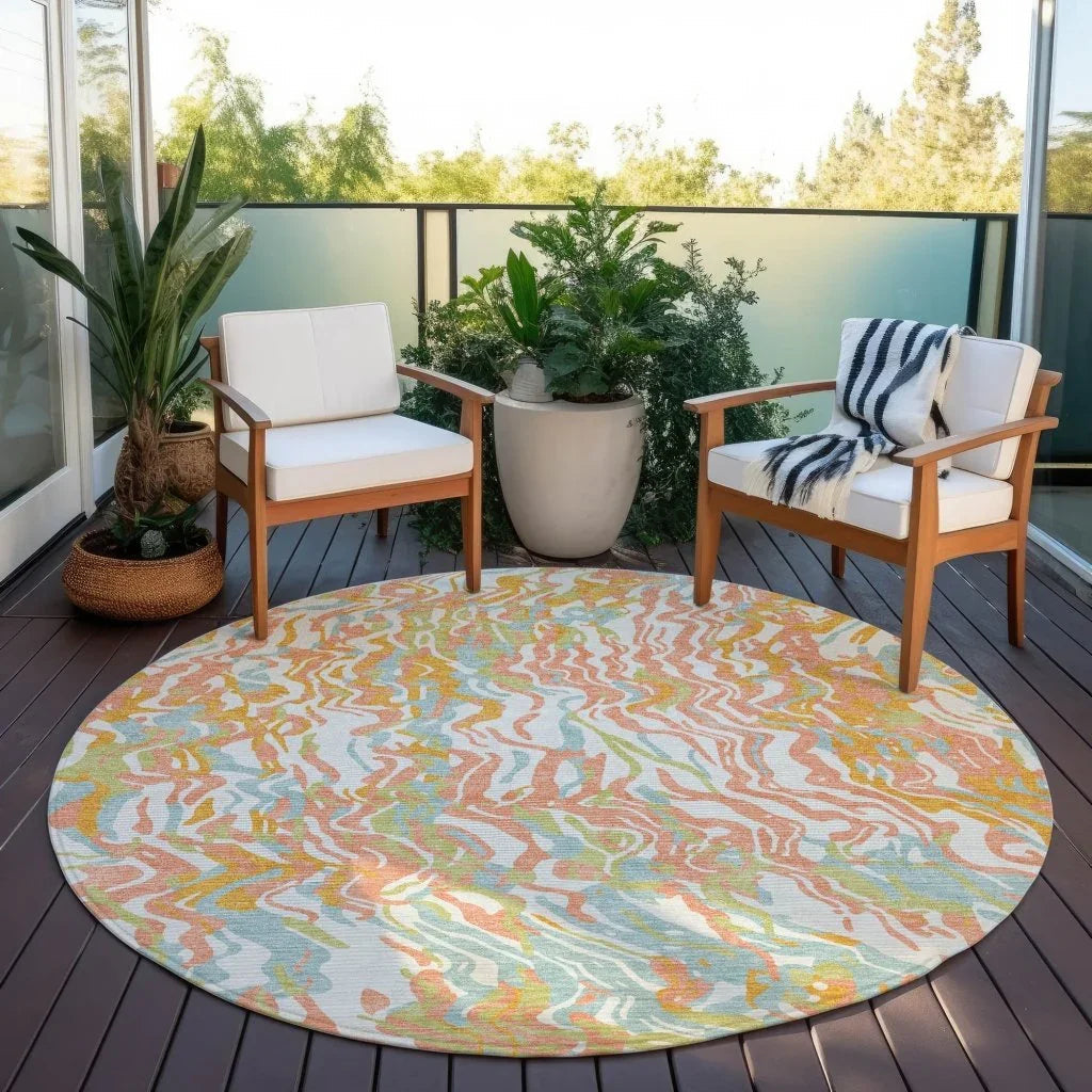 LOOMLAN Rugs Saphara Orange Washable Indoor-Outdoor Rug