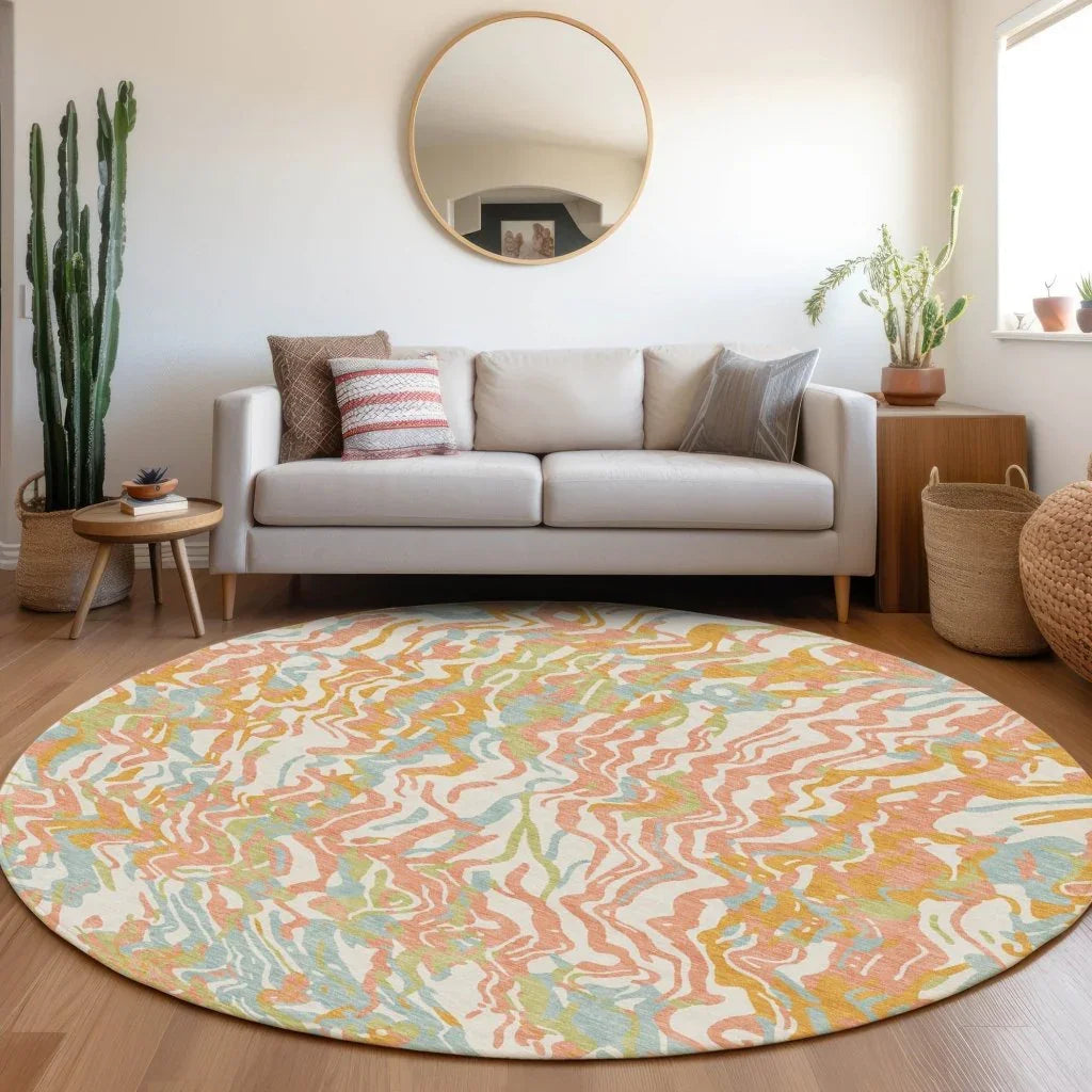 LOOMLAN Rugs Saphara Orange Washable Indoor-Outdoor Rug
