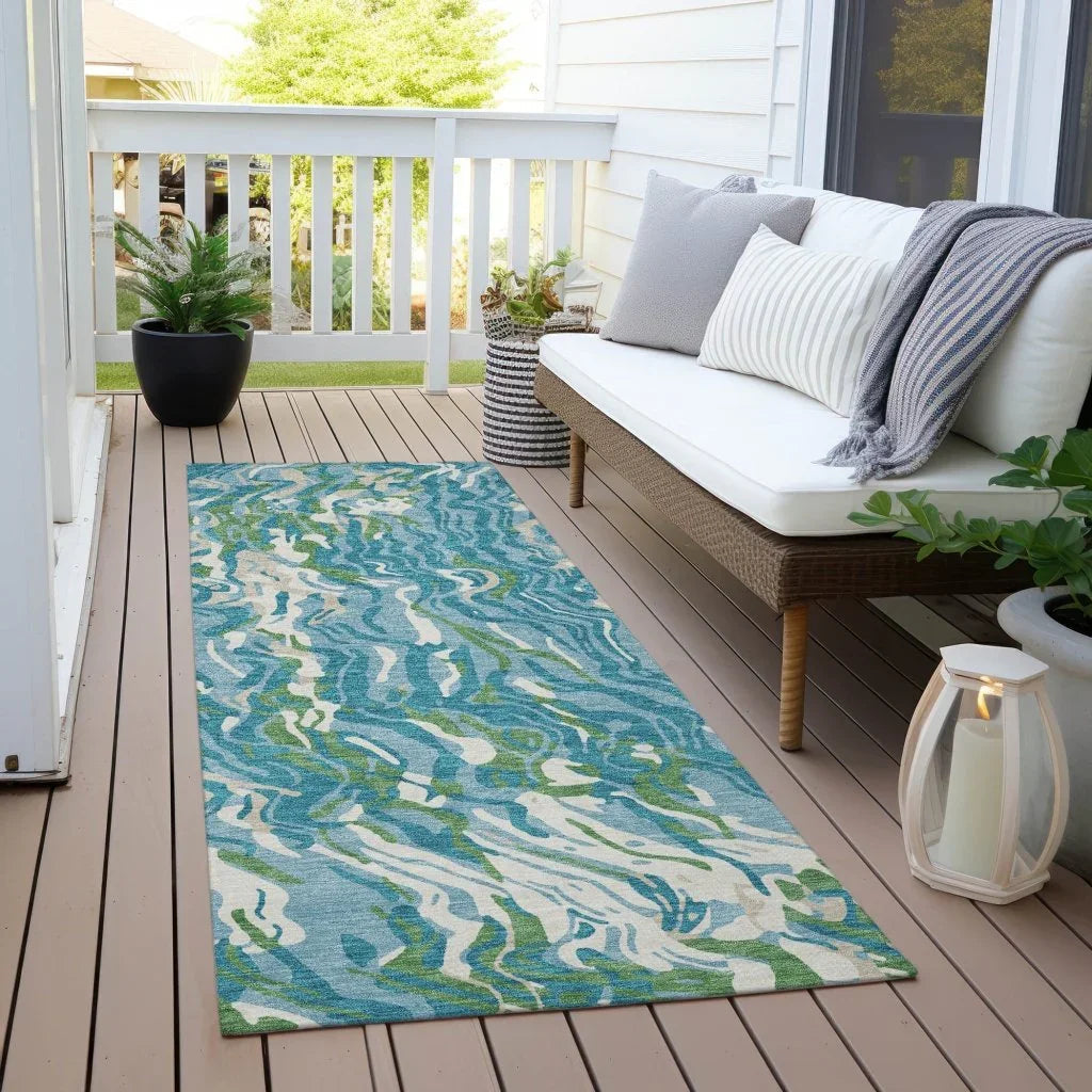 LOOMLAN Rugs Saphara Teal Washable Indoor-Outdoor Rug