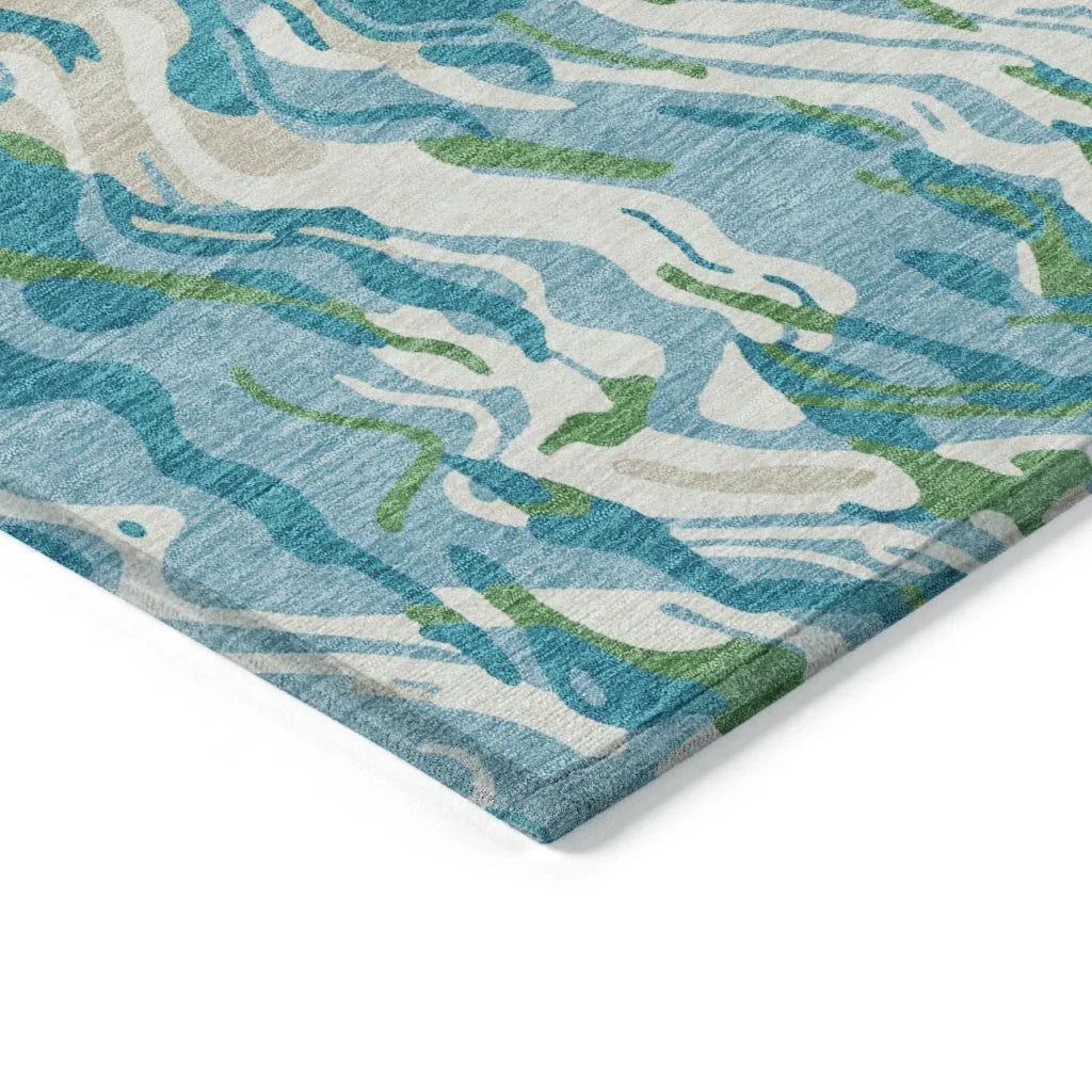 LOOMLAN Rugs Saphara Teal Washable Indoor-Outdoor Rug