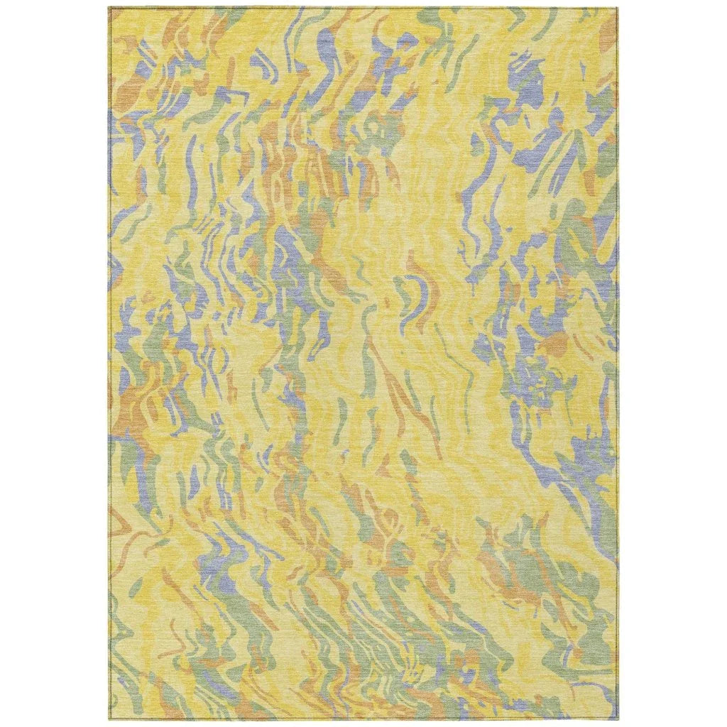 LOOMLAN Rugs Saphara Yellow Washable Indoor-Outdoor Rug