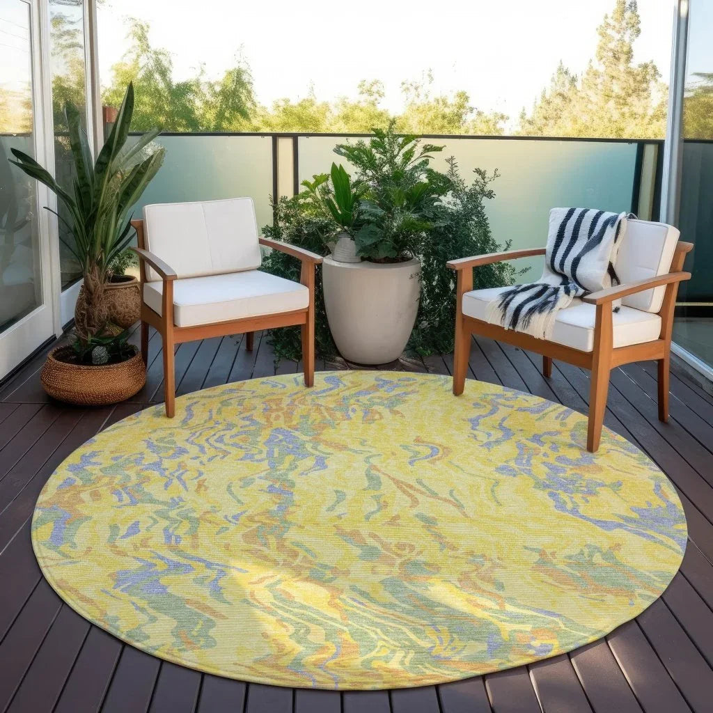 LOOMLAN Rugs Saphara Yellow Washable Indoor-Outdoor Rug