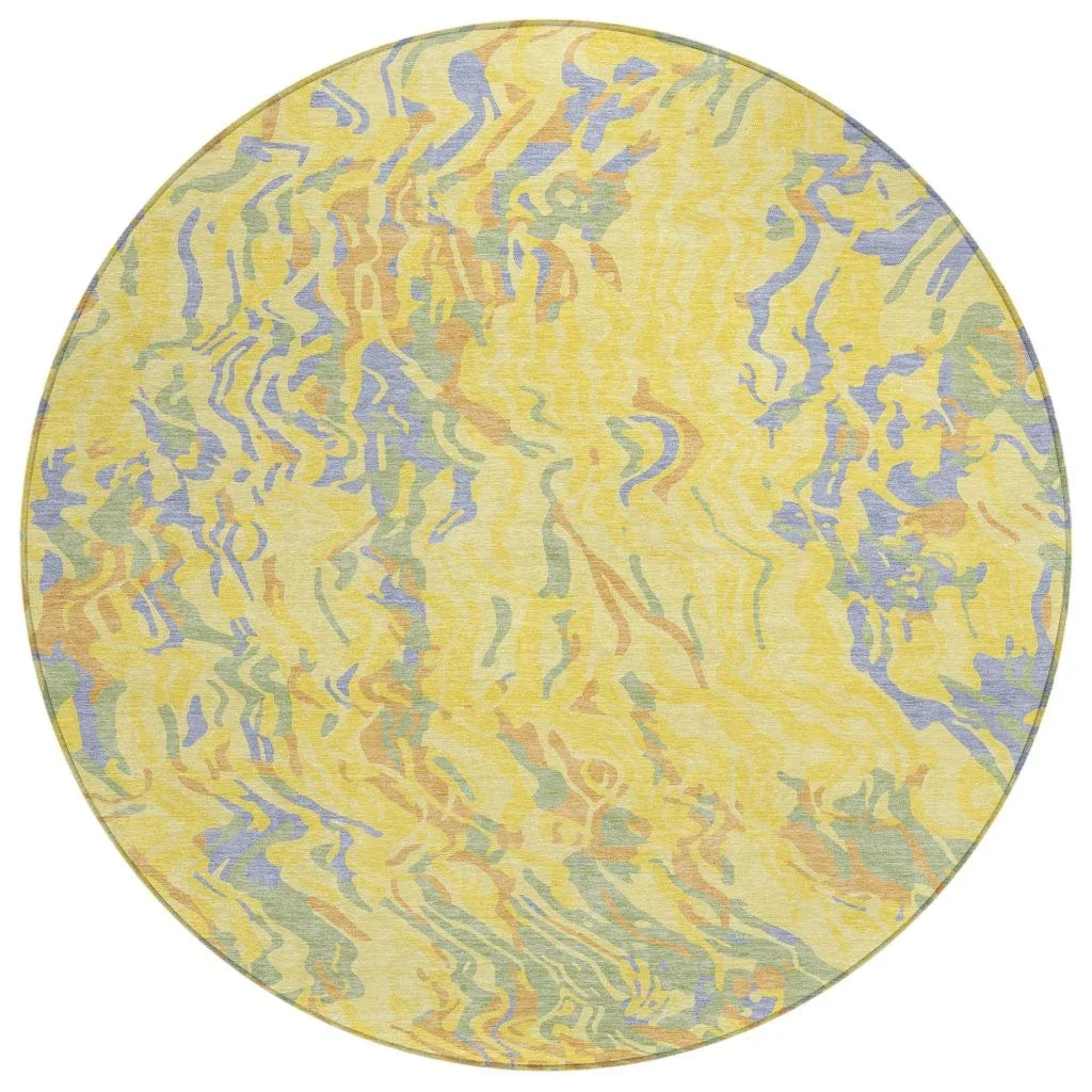 LOOMLAN Rugs Saphara Yellow Washable Indoor-Outdoor Rug