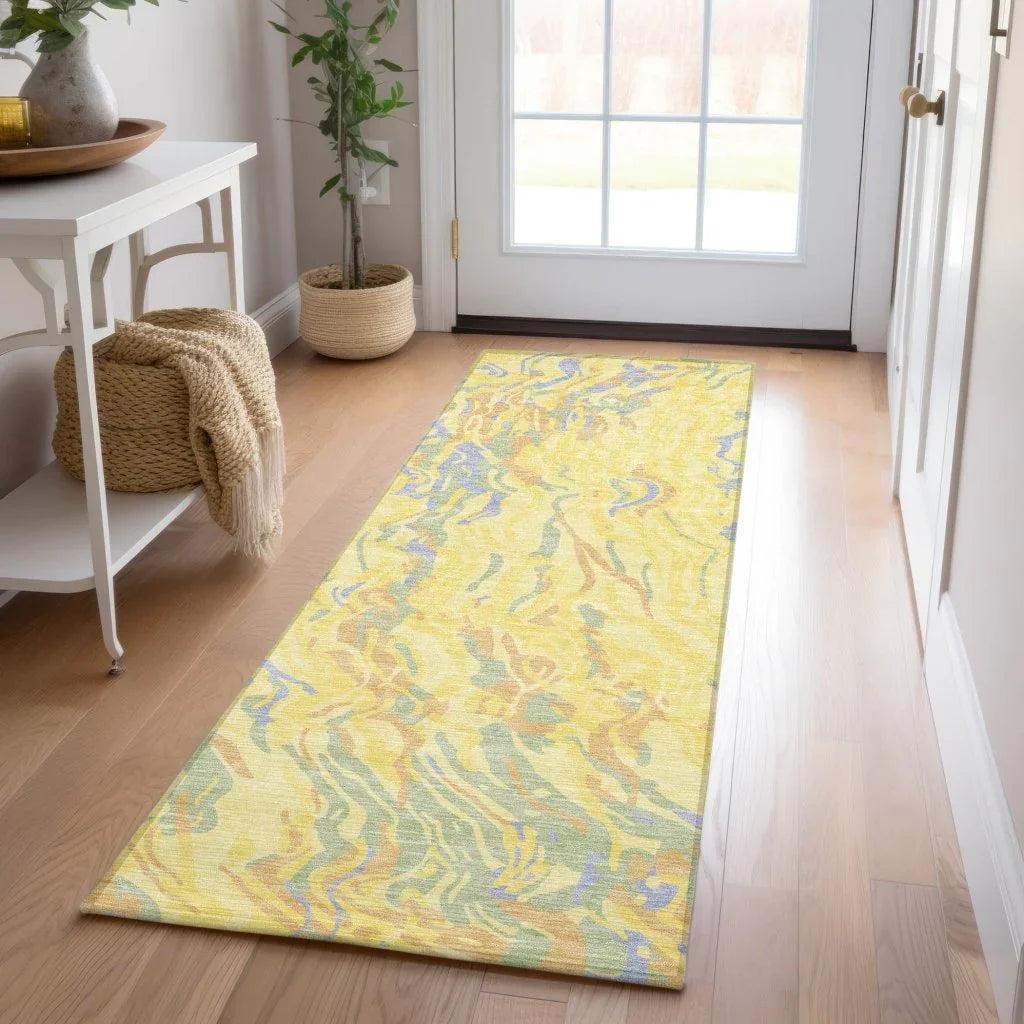 LOOMLAN Rugs Saphara Yellow Washable Indoor-Outdoor Rug