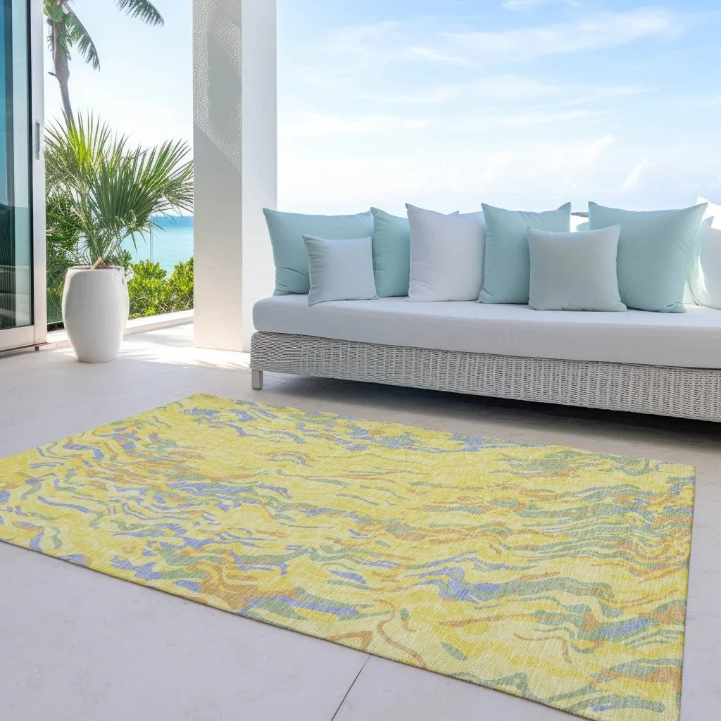 LOOMLAN Rugs Saphara Yellow Washable Indoor-Outdoor Rug