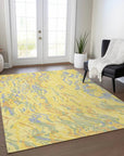 LOOMLAN Rugs Saphara Yellow Washable Indoor-Outdoor Rug