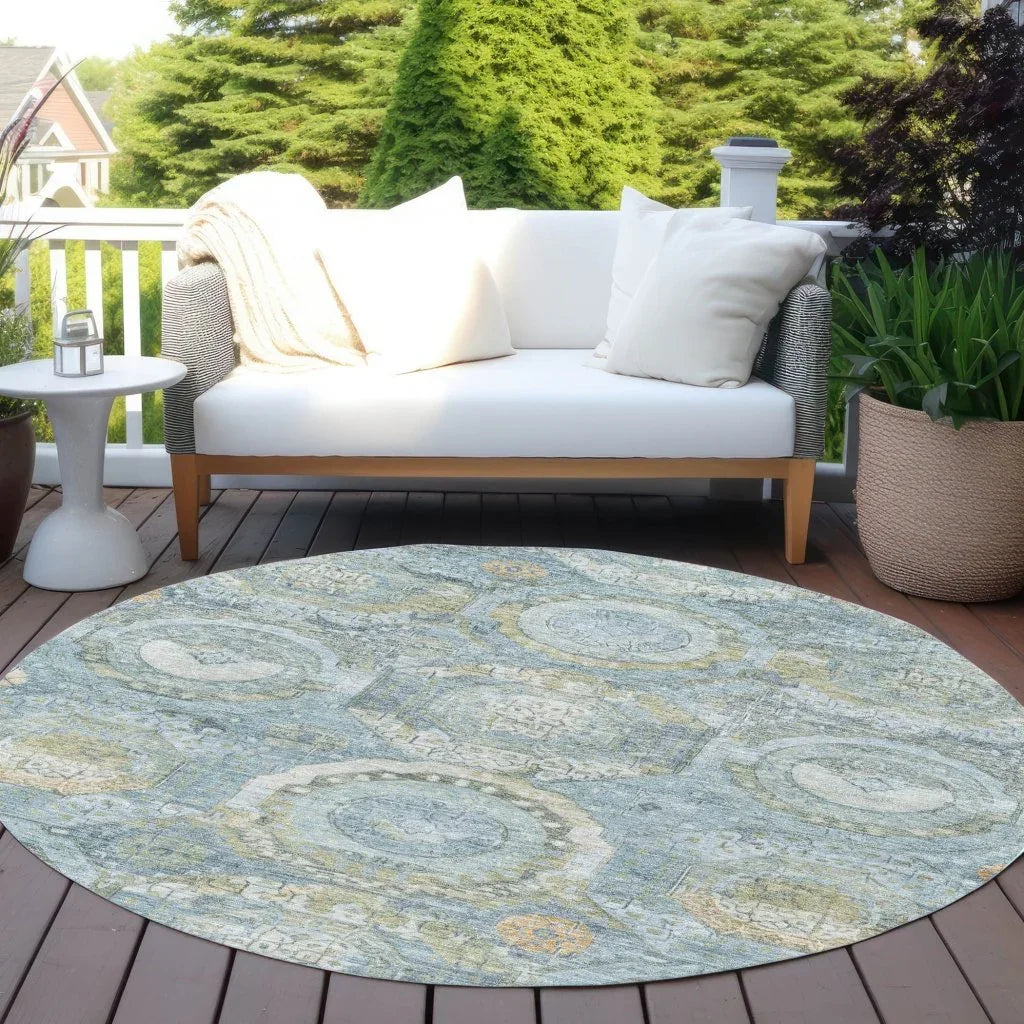LOOMLAN Rugs Savarna Blue Washable Indoor-Outdoor Rug