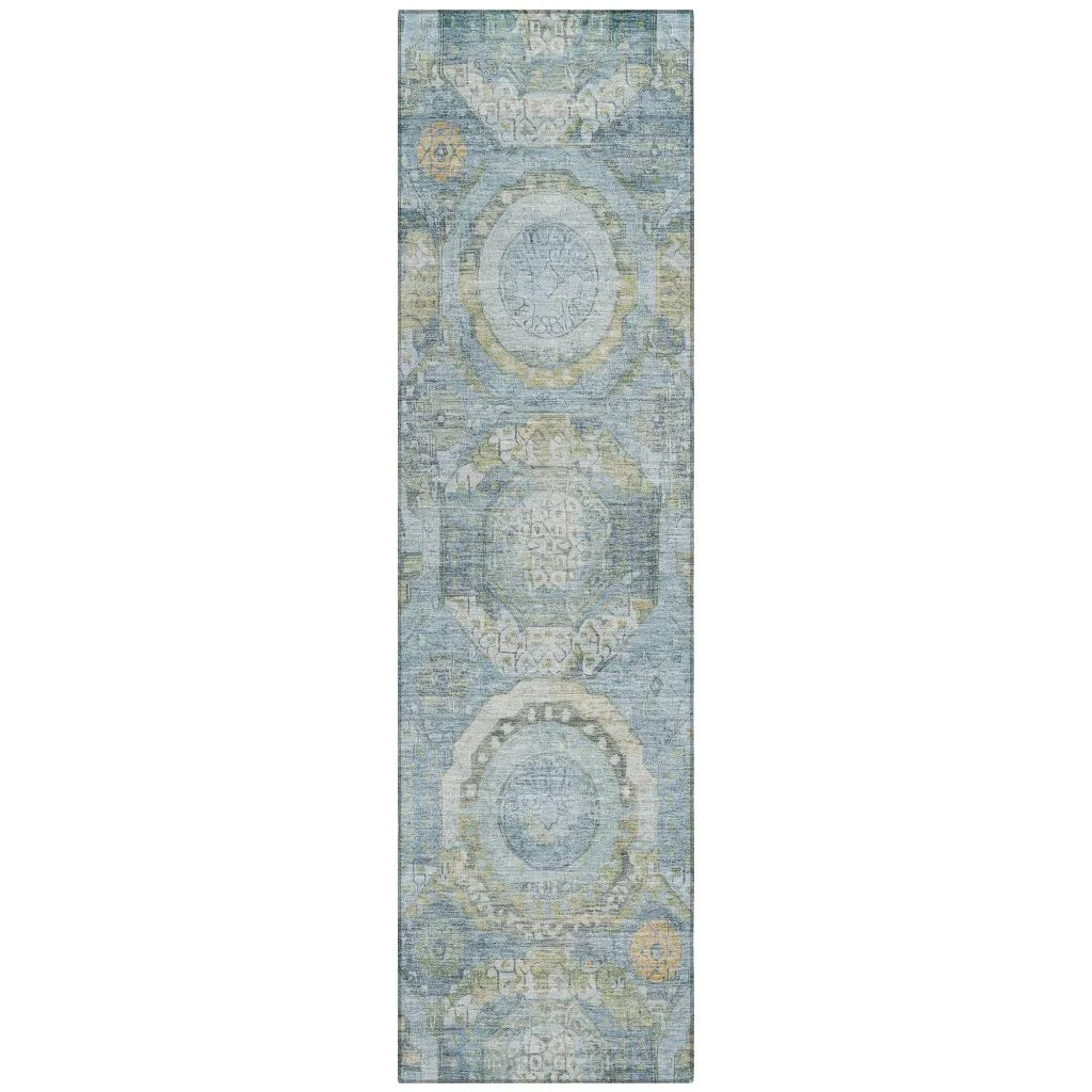 LOOMLAN Rugs Savarna Blue Washable Indoor-Outdoor Rug