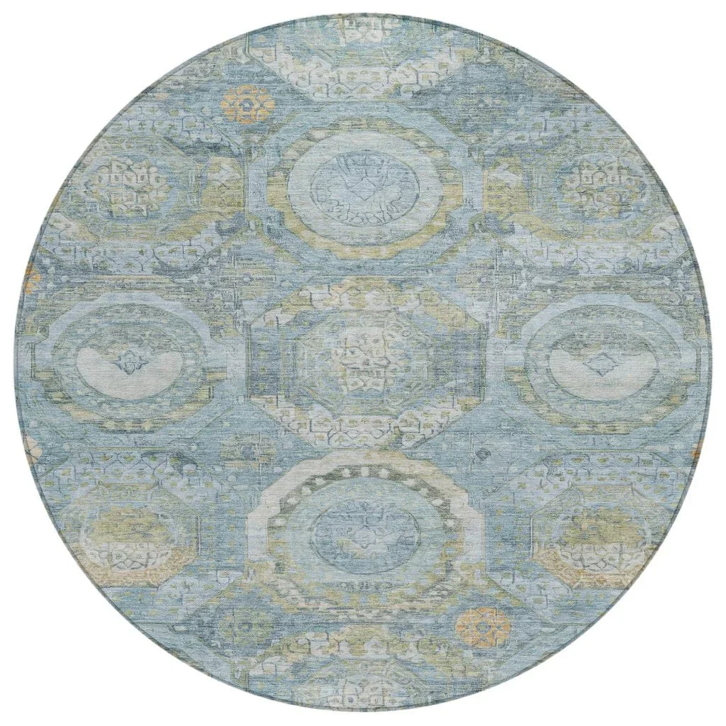 LOOMLAN Rugs Savarna Blue Washable Indoor-Outdoor Rug