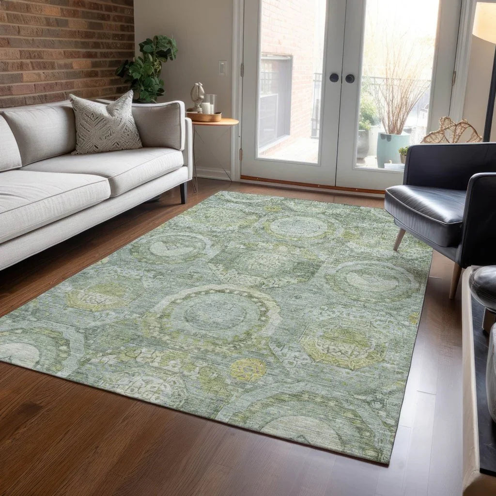 LOOMLAN Rugs Savarna Green Washable Indoor-Outdoor Rug
