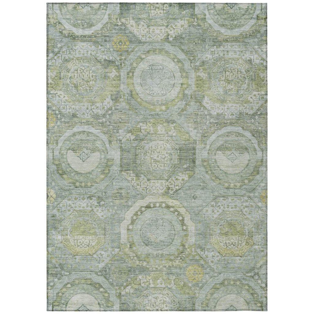 LOOMLAN Rugs Savarna Green Washable Indoor-Outdoor Rug