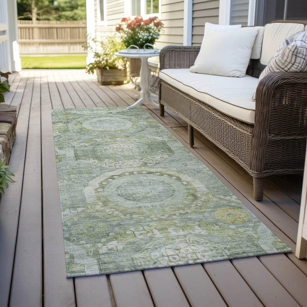 LOOMLAN Rugs Savarna Green Washable Indoor-Outdoor Rug