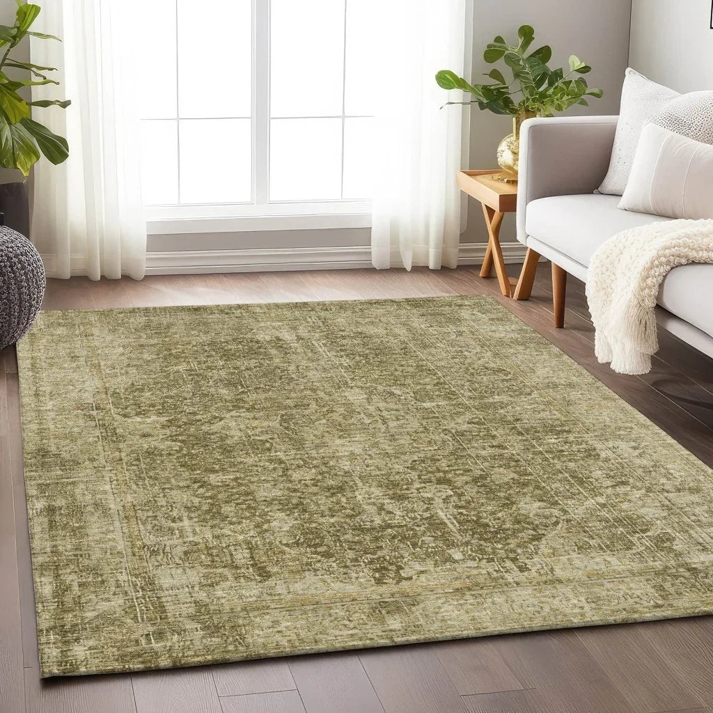 LOOMLAN Rugs Scarlune Brown Washable Indoor-Outdoor Rug