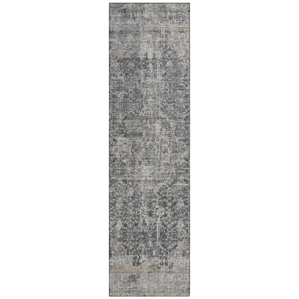 LOOMLAN Rugs Scarlune Gray Washable Indoor-Outdoor Rug