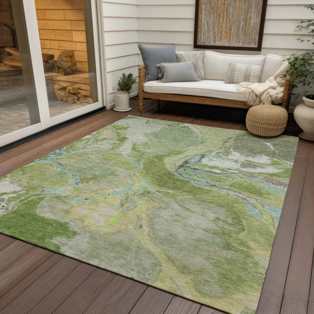LOOMLAN Rugs Selene Green Washable Indoor-Outdoor Rug