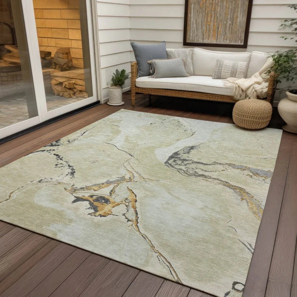 LOOMLAN Rugs Selene Ivory Washable Indoor-Outdoor Rug