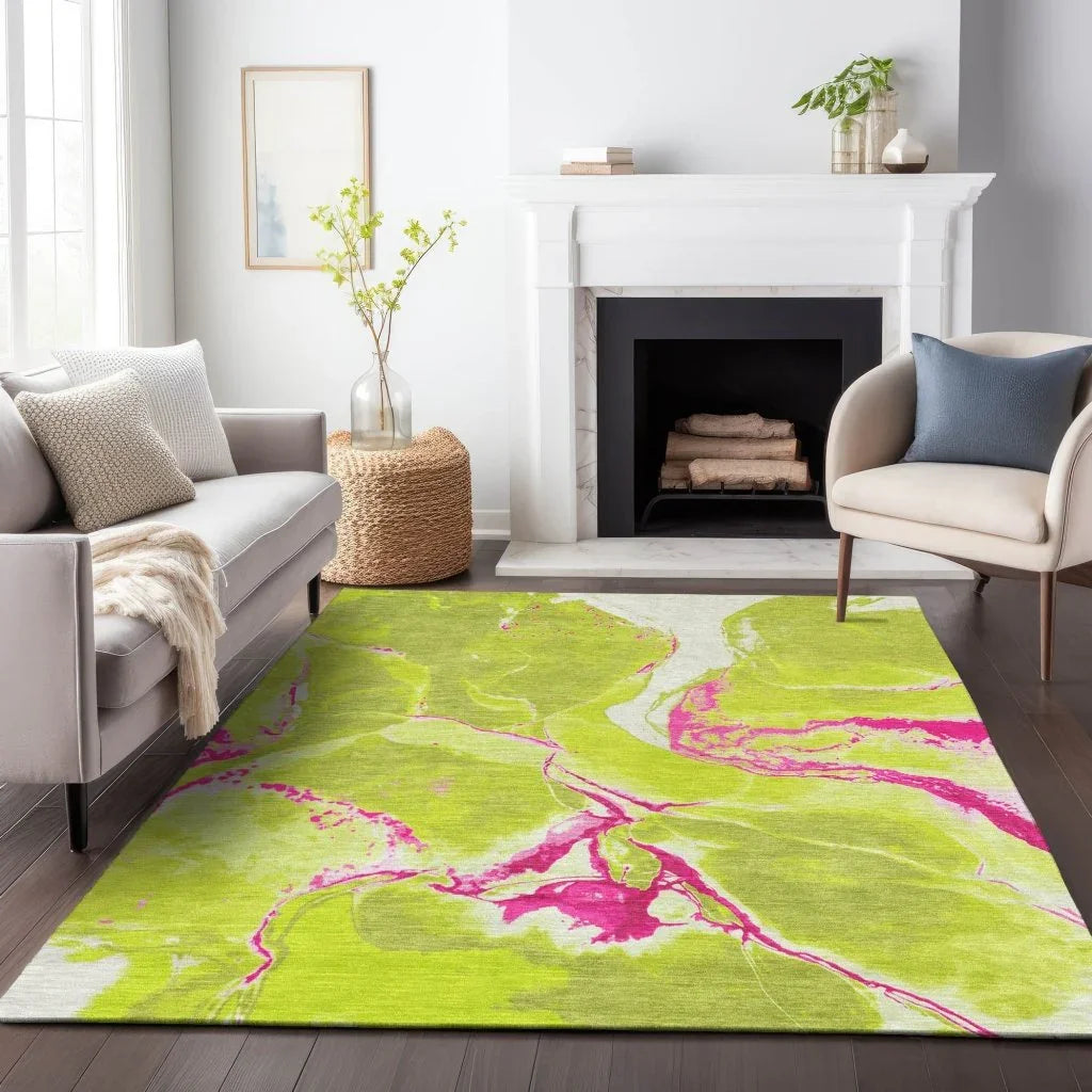 LOOMLAN Rugs Selene Lime Washable Indoor-Outdoor Rug