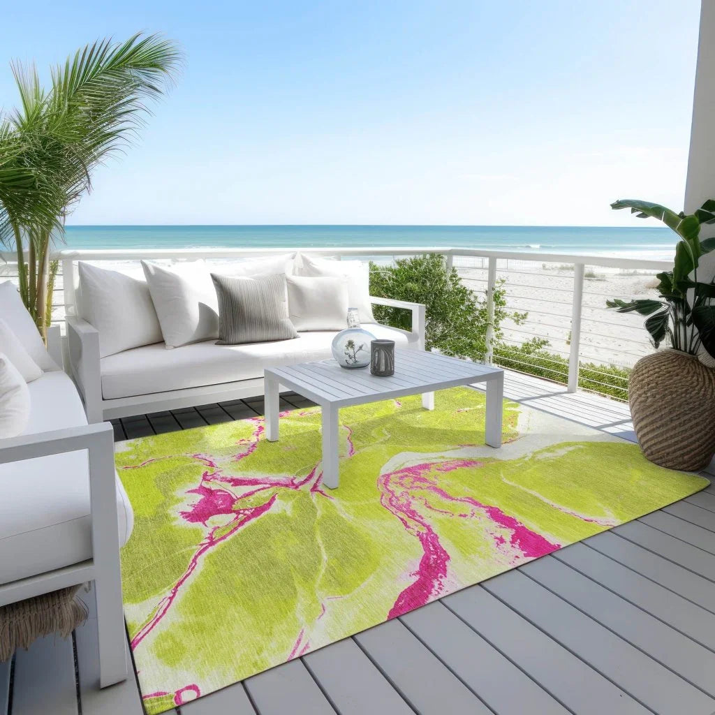 LOOMLAN Rugs Selene Lime Washable Indoor-Outdoor Rug