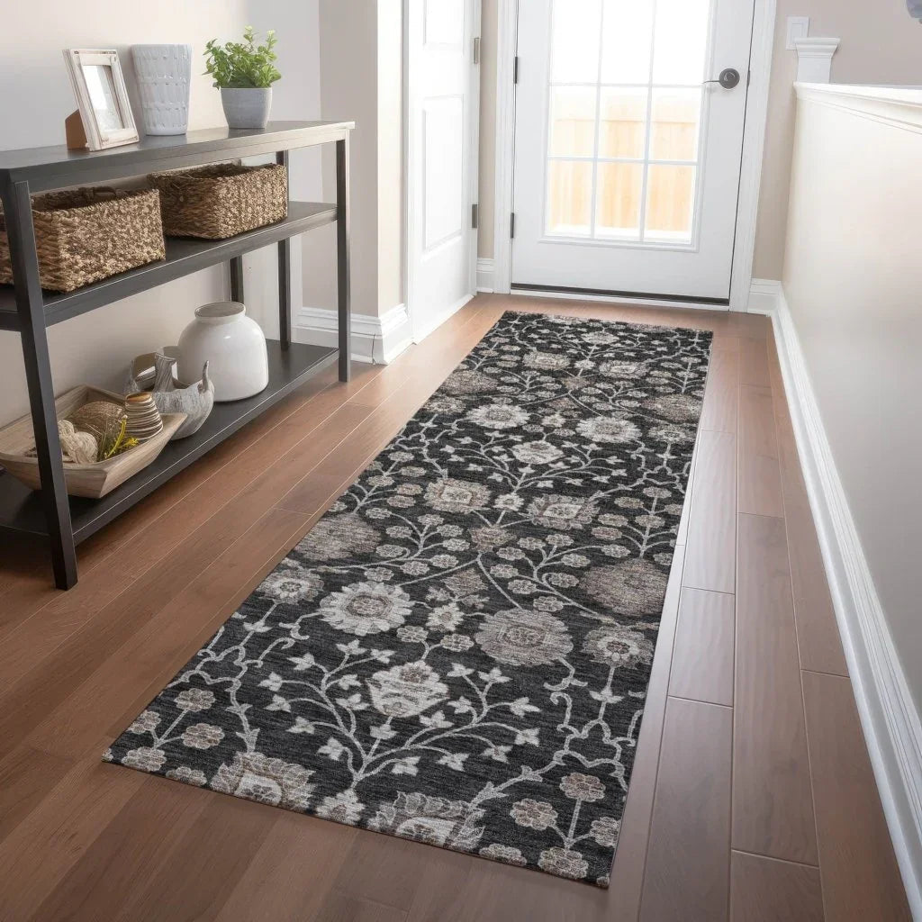 LOOMLAN Rugs Selma Black Washable Indoor-Outdoor Rug