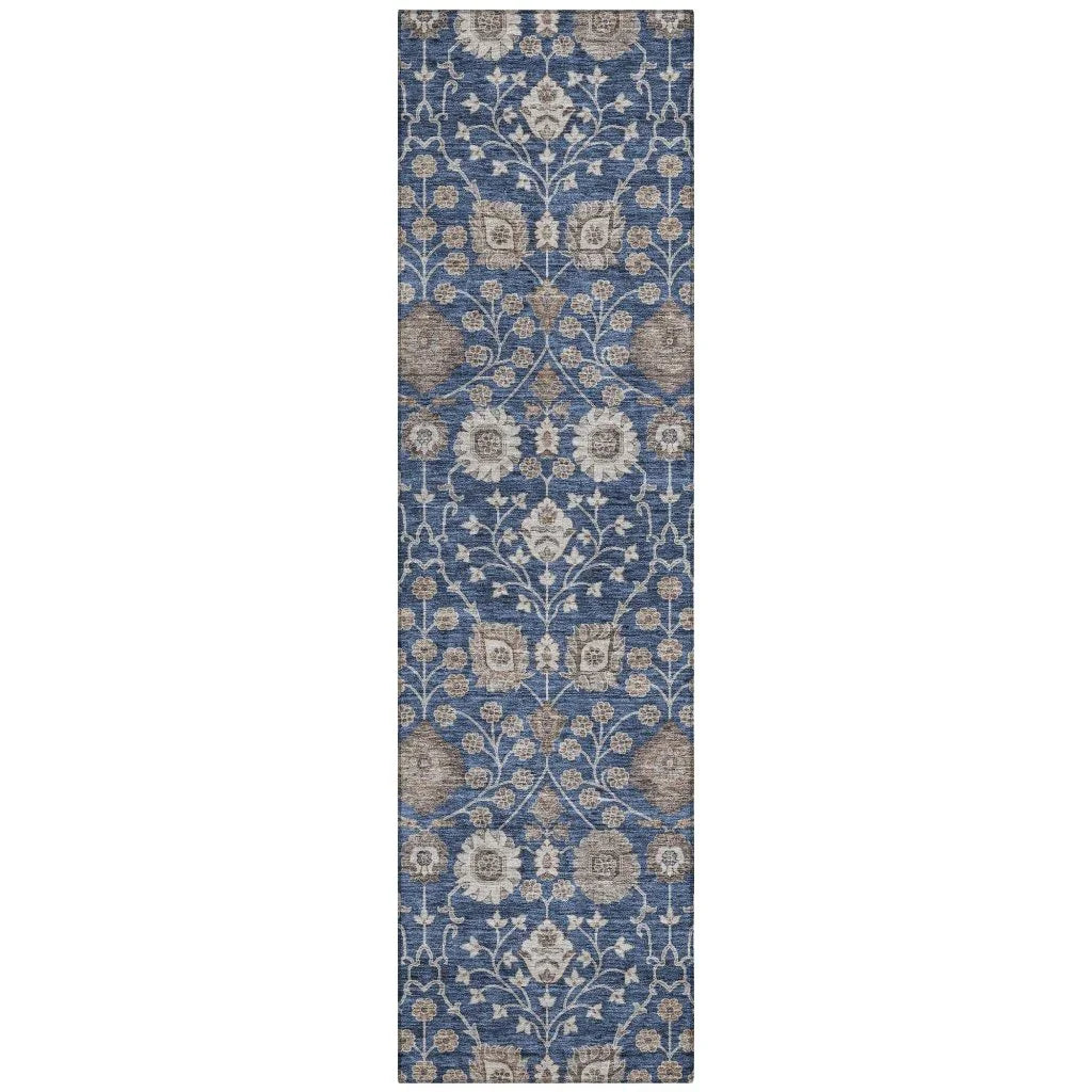 LOOMLAN Rugs Selma Blue Washable Indoor-Outdoor Rug