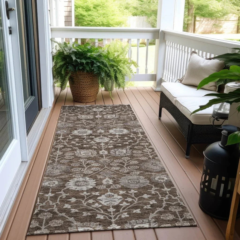 LOOMLAN Rugs Selma Brown Washable Indoor-Outdoor Rug
