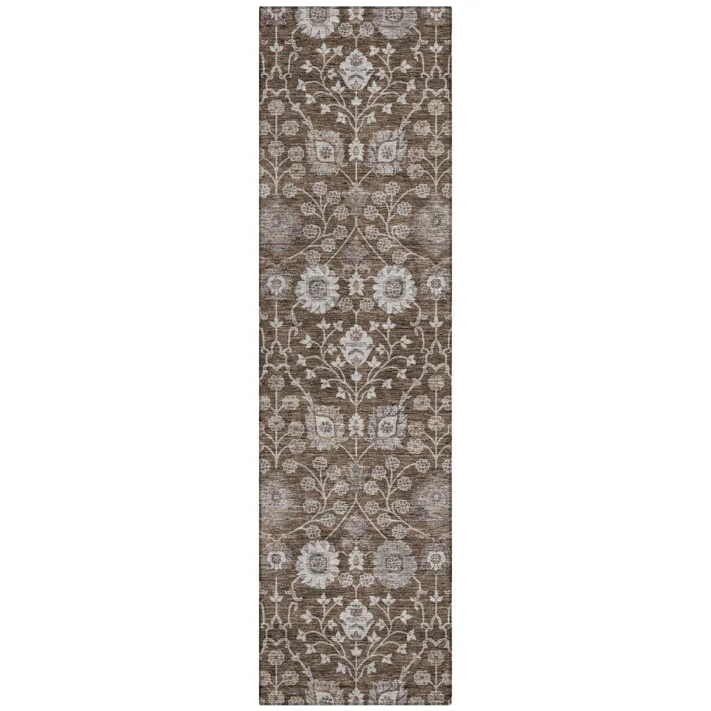 LOOMLAN Rugs Selma Brown Washable Indoor-Outdoor Rug