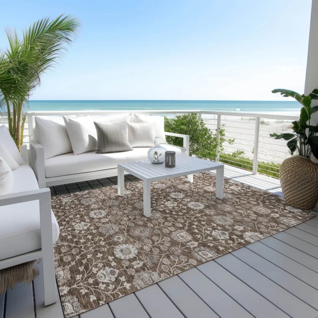 LOOMLAN Rugs Selma Brown Washable Indoor-Outdoor Rug